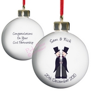civil partnership bauble - gay couple