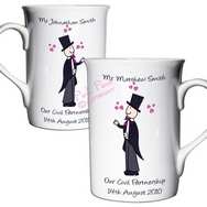 civil partnership mug set - male