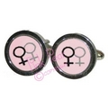 black & silver female symbol cufflinks