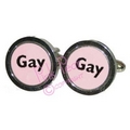 gay text cufflinks - black
