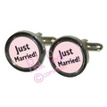 just married cufflinks - black