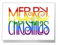 rainbow merry christmas wording card