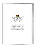 valentine card - lovebirds with rainbow heart