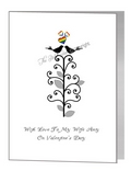 valentine card - silhouette lovebirds in tree