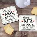 Personalised Mr & Mr Coaster Set of 2