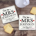 Personalised Mrs & Mrs Coaster Set of 2