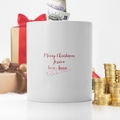 personalised all I want for Christmas ceramic money box