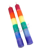 rainbow pair of tapered candles