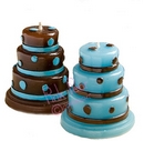 candle - polka dot cake (turquoise)