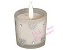 glitter heart candle - silver
