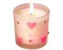 glitter heart candle - pink