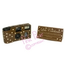 chocolate brown camera with ivory hearts