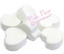 white heart shaped mints