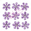 self adhesive acrylic gem flowers - purple