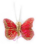 feather glitter butterfly - red & gold