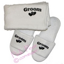 groom slippers and towel gift set