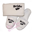 bride slippers and towel gift set