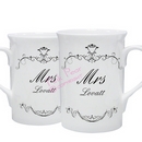 ornate swirl mug set - mrs & mrs