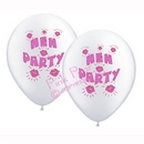 hen party balloons - white with pink design