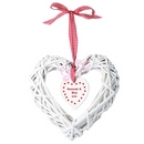 wooden wicker heart with inner hanging heart design