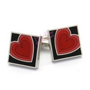 contemporary black & red heart cufflinks