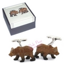 bear cufflinks in brown