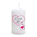 heart stitch - I love you candle