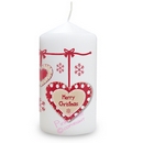 personalised christmas heart candle