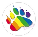 super size rainbow bear paw button badge