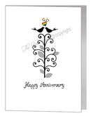 anniversary card - lovebirds in tree