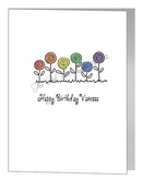 happy birthday row of rainbow flowers card