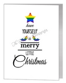 rainbow merry little christmas wording tree card