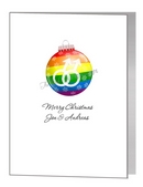 rainbow christmas tree bauble card - male gay symbol