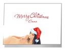 naked female in santa hat card