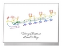 santa & flying reindeers card