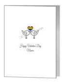 valentine card - lovebirds with rainbow heart