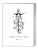 valentine card - silhouette lovebirds in tree