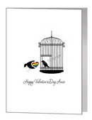 valentine card - lovebirds cage