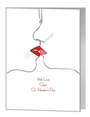 valentine card - female kiss outline