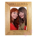 wooden mrs & mrs photo frame