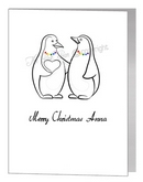 lesbian penguins giving heart - pride xmas
