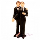 grooms cake topper - (black suits)