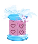 15mm sparkly glitter hearts - pink on pink
