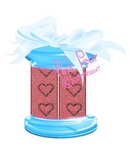 15mm sparkly glitter hearts - red on red