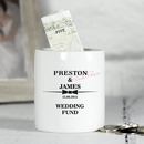 personalised ceramic bow tie wedding money box