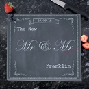 personalised family chalk glass chopping board