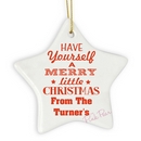 personalised merry little christmas ceramic star decoration