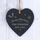 personalised merry christmas slate heart