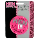 large pink hen party badge