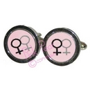 black & silver female symbol cufflinks